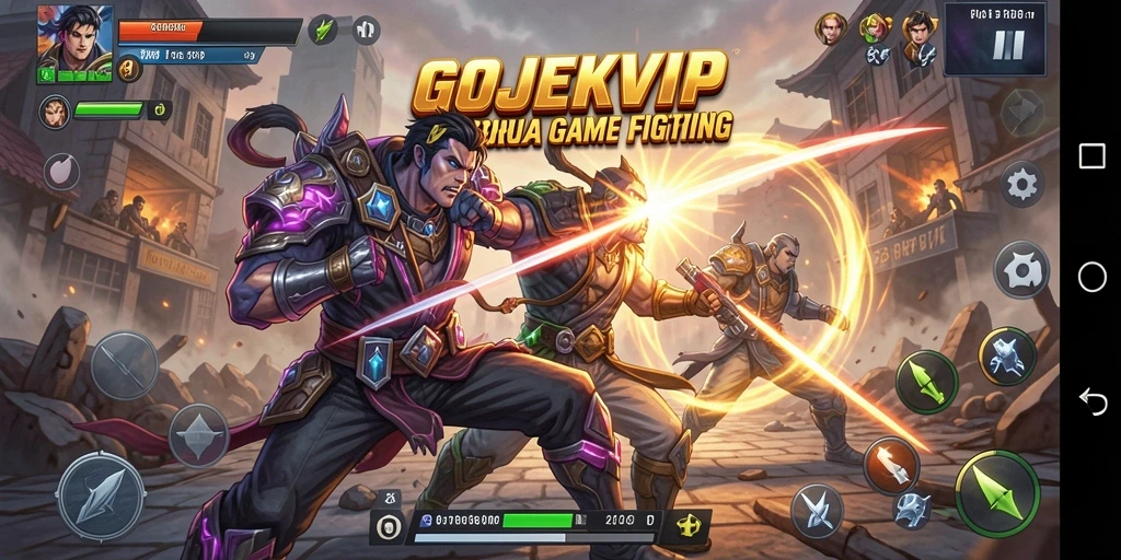 Tampilan gameplay intens dalam game Fighting GOJEKVIP.