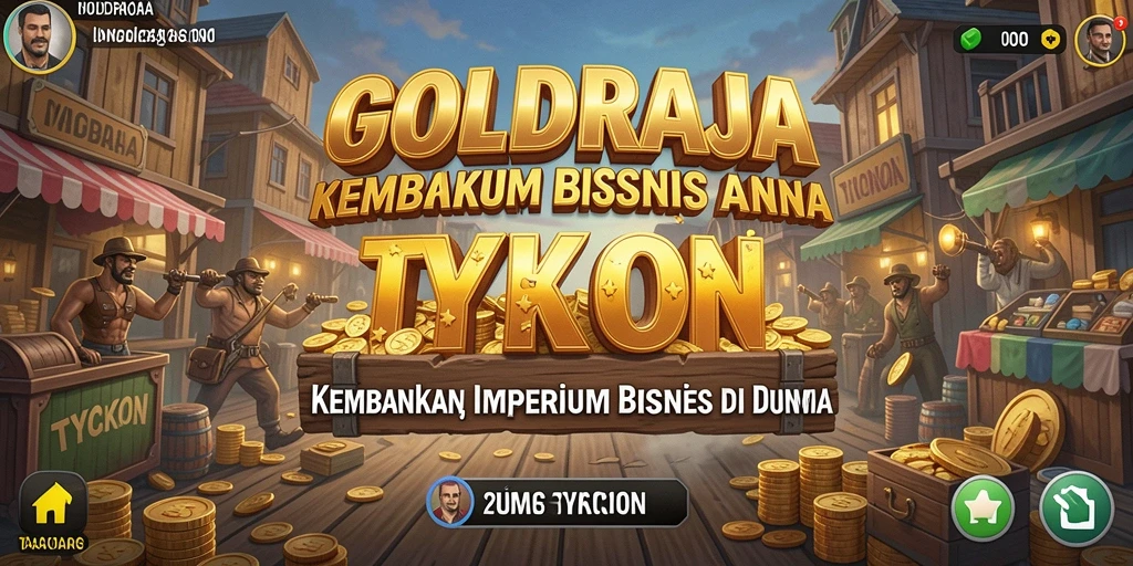 Screenshot gameplay GOLDRAJA menampilkan suasana bisnis yang dinamis dan menarik.