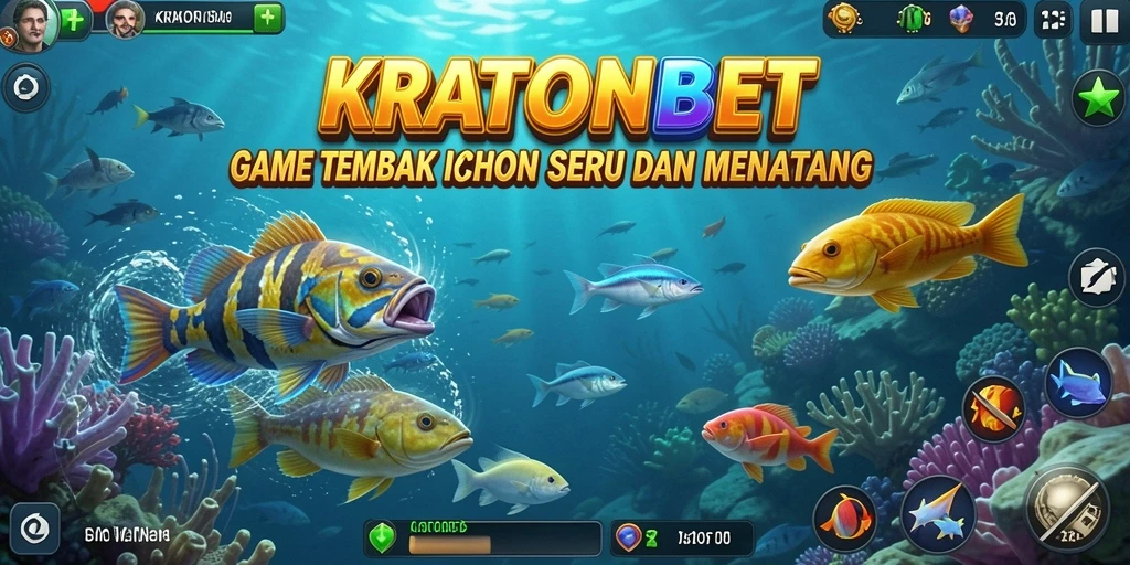 Tampilan gameplay seru di KRATONBET saat menembak ikan.