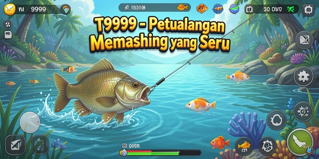 Gameplay T9999 yang menampilkan aktivitas memancing yang seru dan grafis yang menarik.
