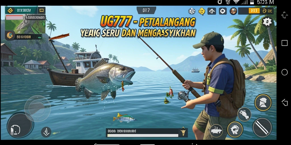 Screenshot gameplay UG777 yang menunjukkan momen menangkap ikan besar.
